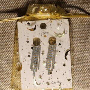 NEW Loft Linear Waterfall Rhinestone Pierced Post Earrings